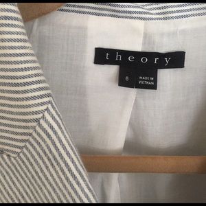 Theory linen blazer, white and blue stripes