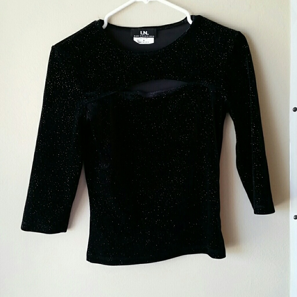 Sparkly Velvet Cut-Out Shirt