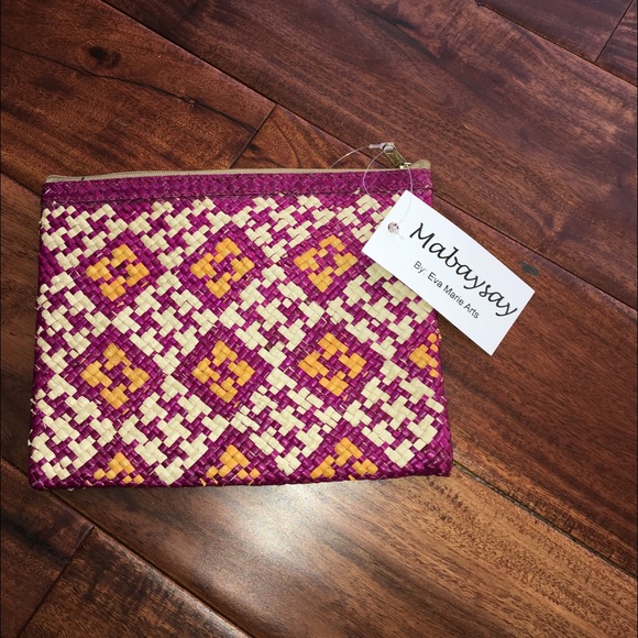 Mabaysay Tribal Squares Ticog Straw Fiber Clutch - Picture 4 of 5