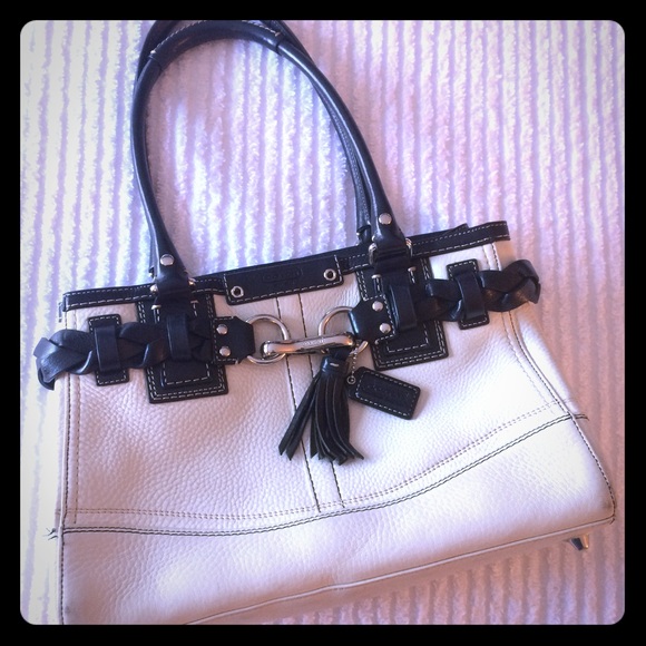 Coach Handbags - Coach white and black authentic leather purse
