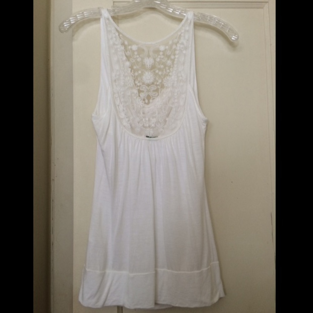 White lace detail back tank