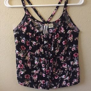 flower crop top with cross back