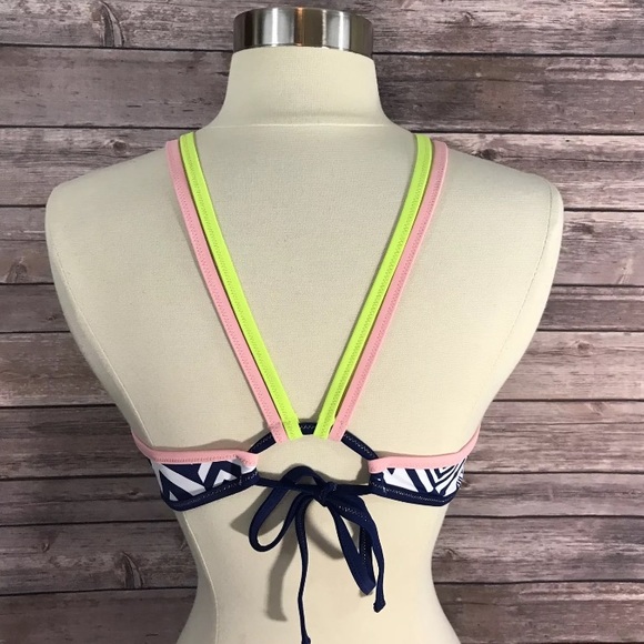 Victorias Secret Bikini Top Sz Large Ink Blot Geo - Picture 2 of 3