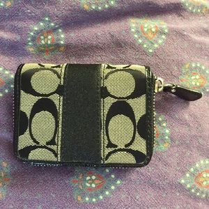 Coach Handbags - Coach Small Signature Stripe Zip Around Wallet