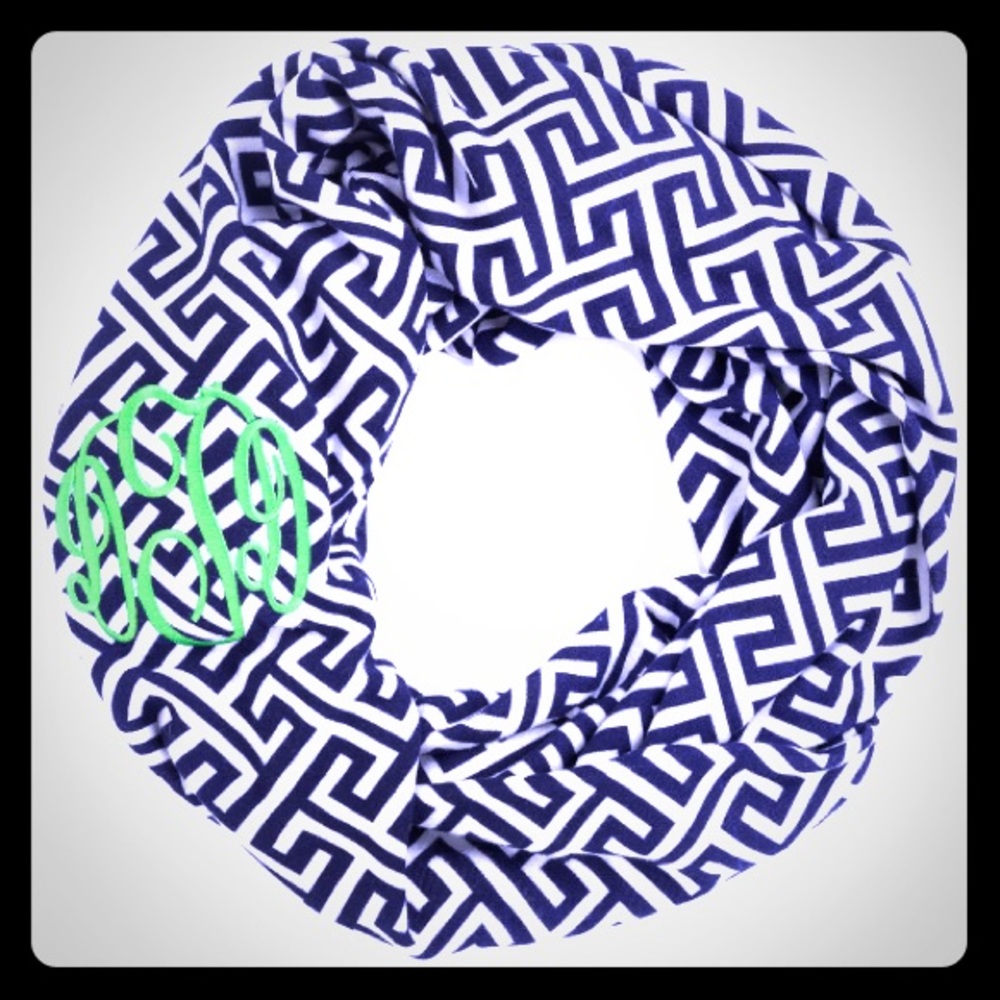 Navy Greek Key Infinity Scarf.