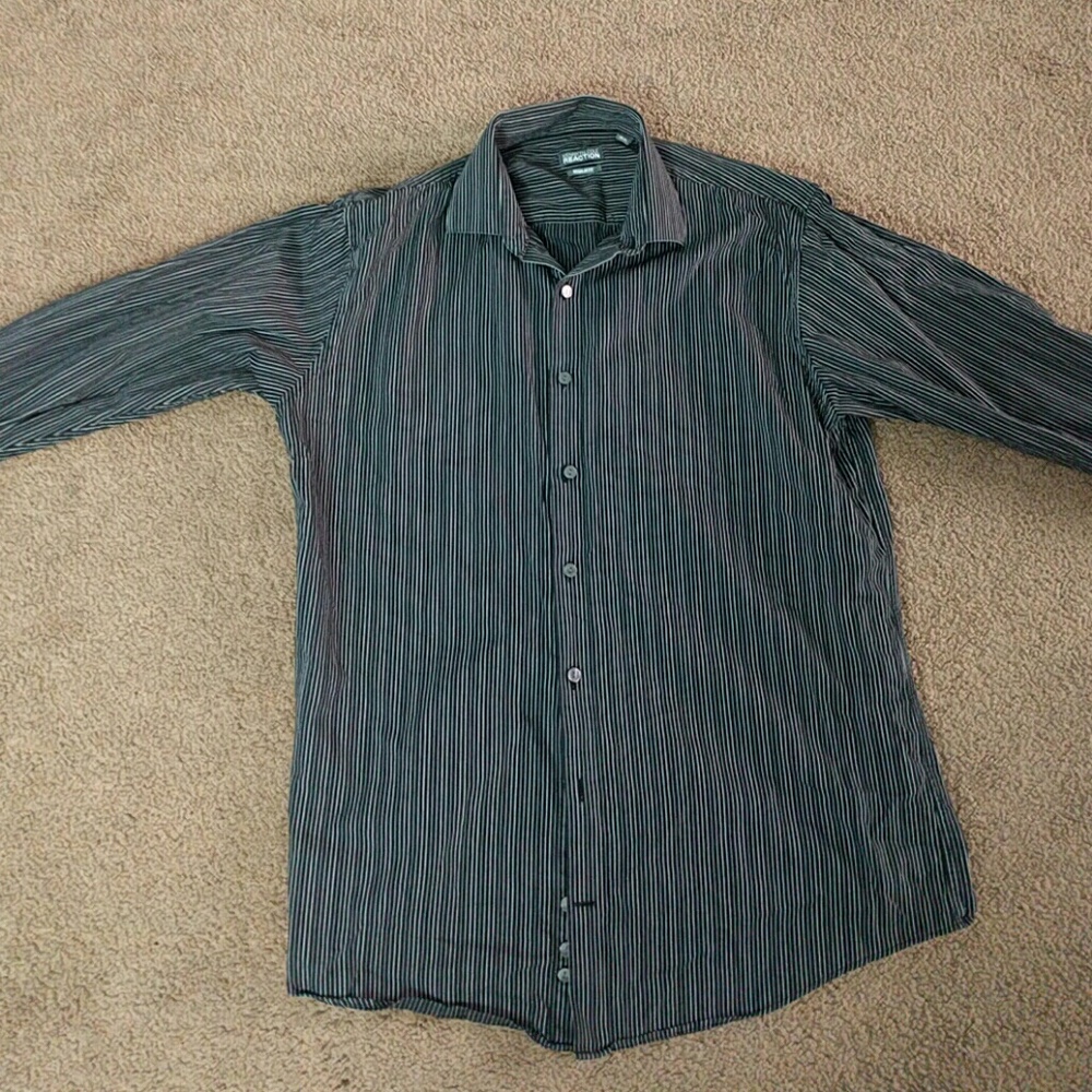 Kenneth cole Black striped button down shirt