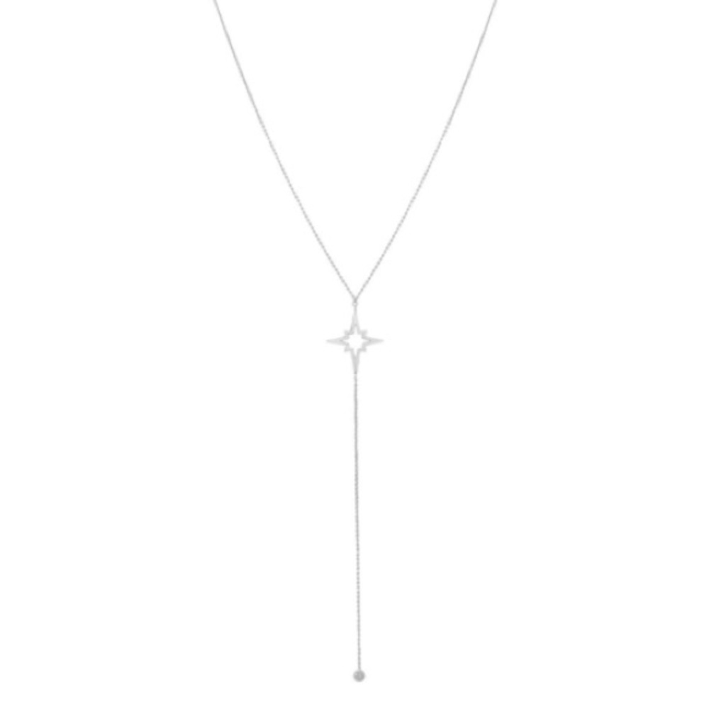 Star and cubic zirconia lariat necklace sterling