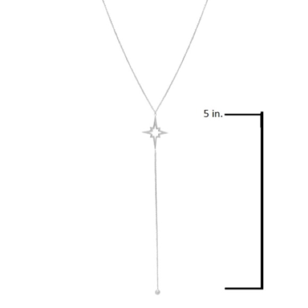 Star and cubic zirconia lariat necklace sterling - Picture 3 of 3
