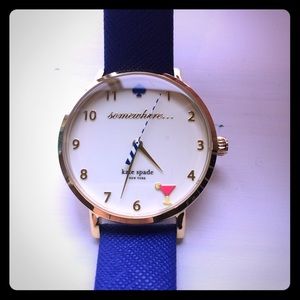 Kate Spade "Somewhere" Watch w/ Blue Leather Strap