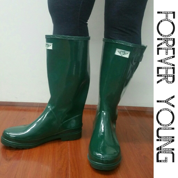 Women's Rainboots, Tall Rubber Rain Boots, RB-3106, Hunter Green - Picture 2 of 4