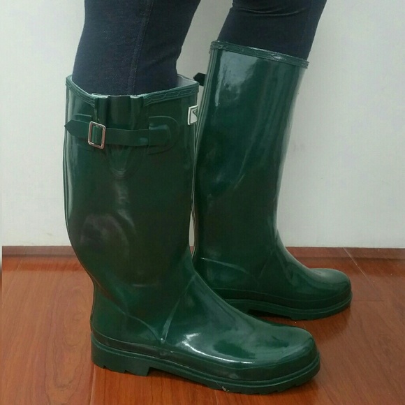 Women's Rainboots, Tall Rubber Rain Boots, RB-3106, Hunter Green - Picture 3 of 4