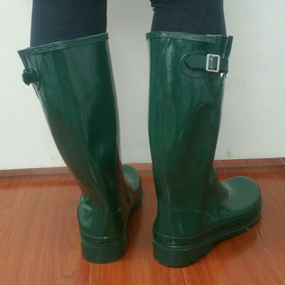 Women's Rainboots, Tall Rubber Rain Boots, RB-3106, Hunter Green - Picture 4 of 4