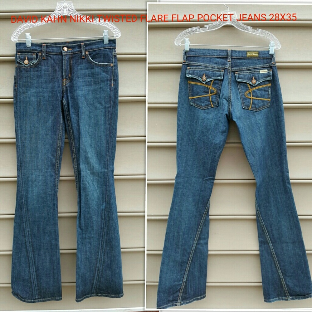 DAVID KAHN NIKKI TWISTED FLARE FLAP POCKET JEANS