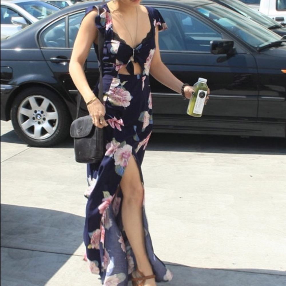 Navy with blue flower maxi dress