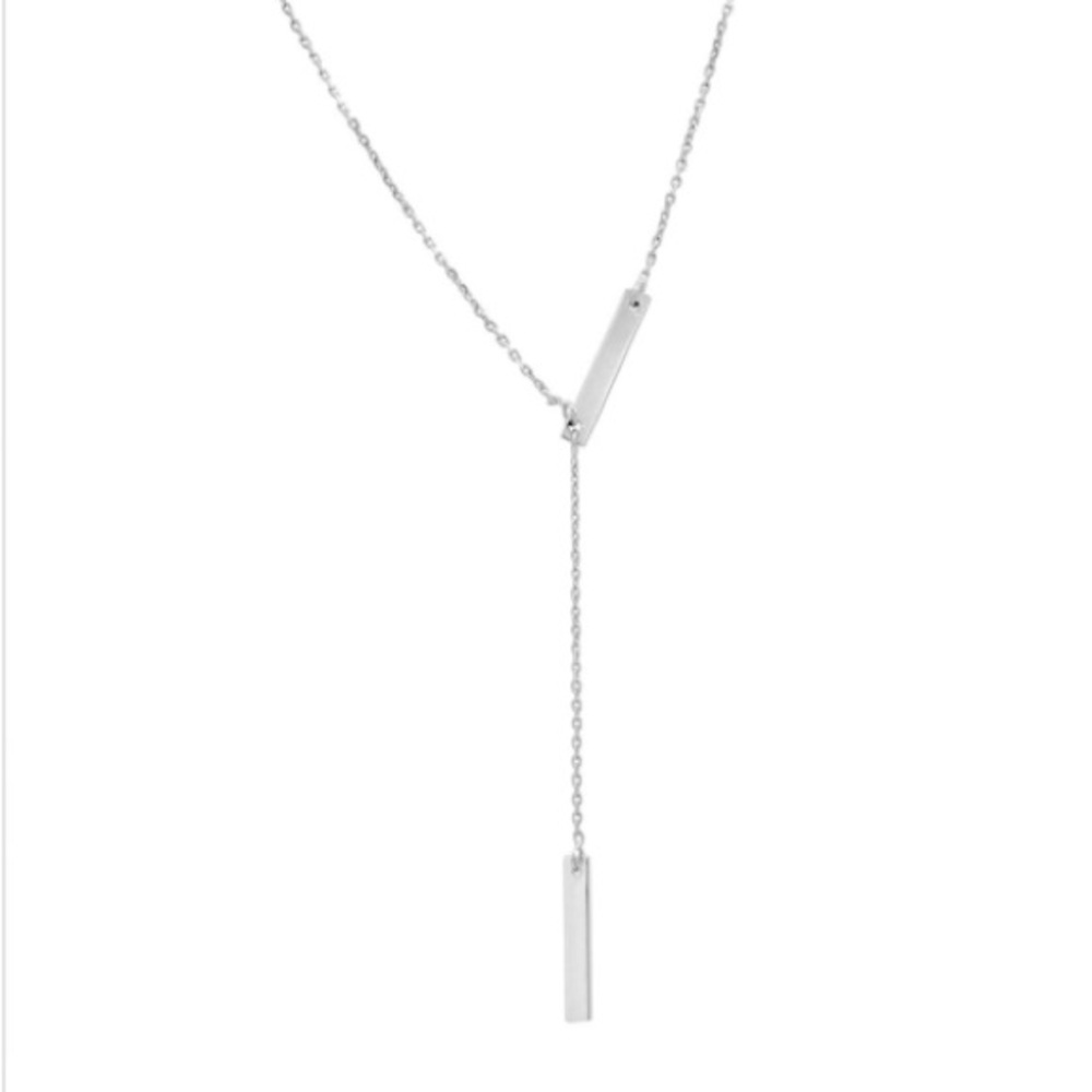 Double bar lariat necklace in sterling silver