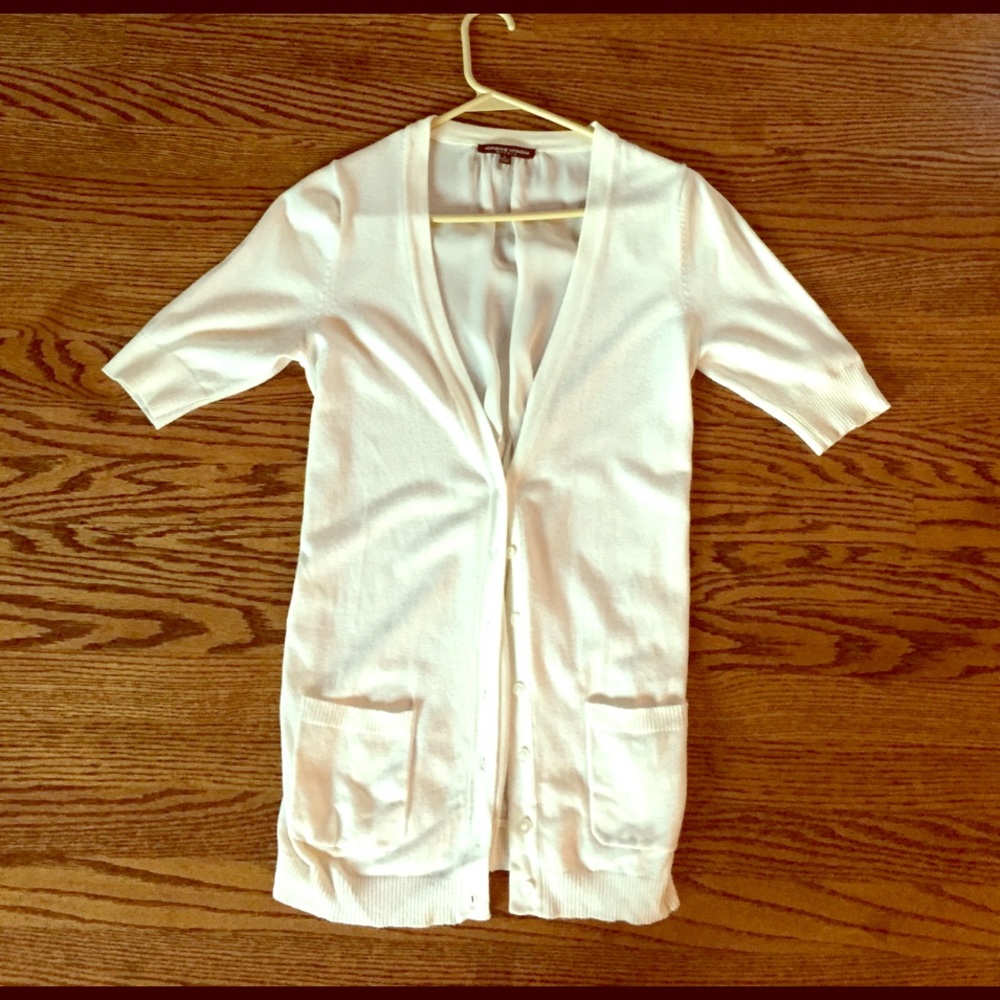 Long, white cardigan