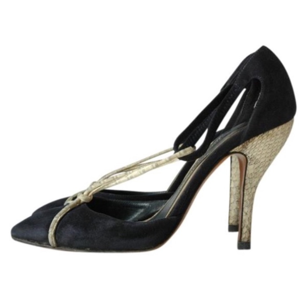 ZAC POSEN T strap navy suede leather 7B - Picture 1 of 5