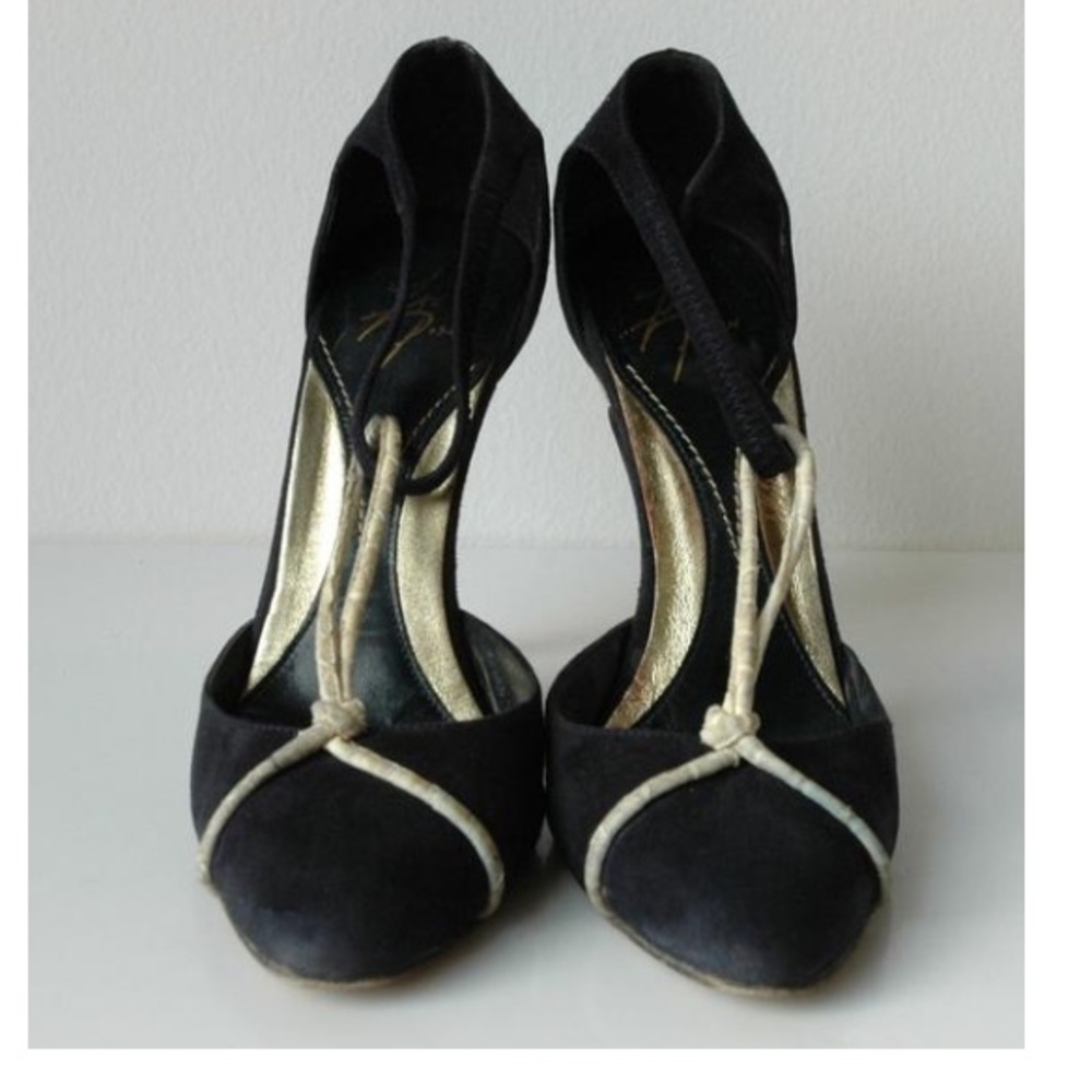 ZAC POSEN T strap navy suede leather 7B - Picture 2 of 5