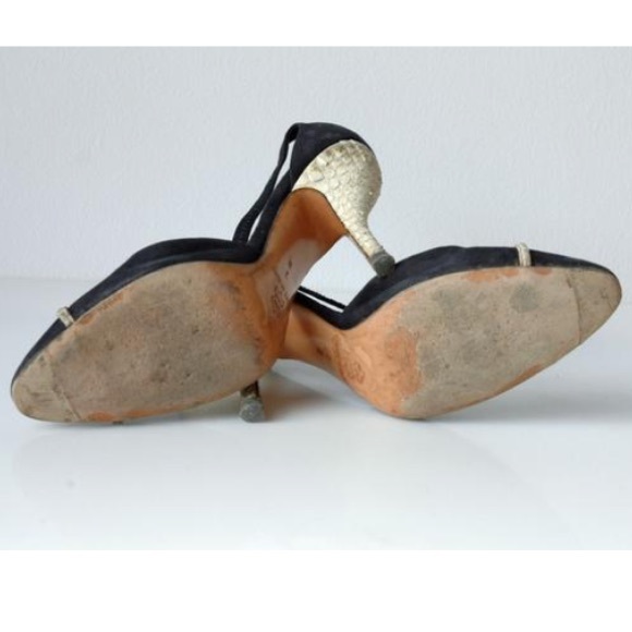 ZAC POSEN T strap navy suede leather 7B - Picture 4 of 5