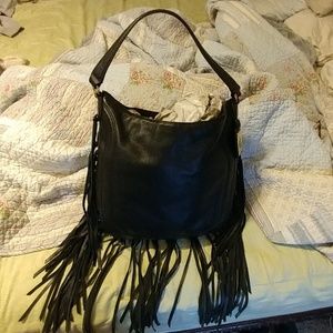 Ralph Lauren fringed black hobo/shoulder handbag