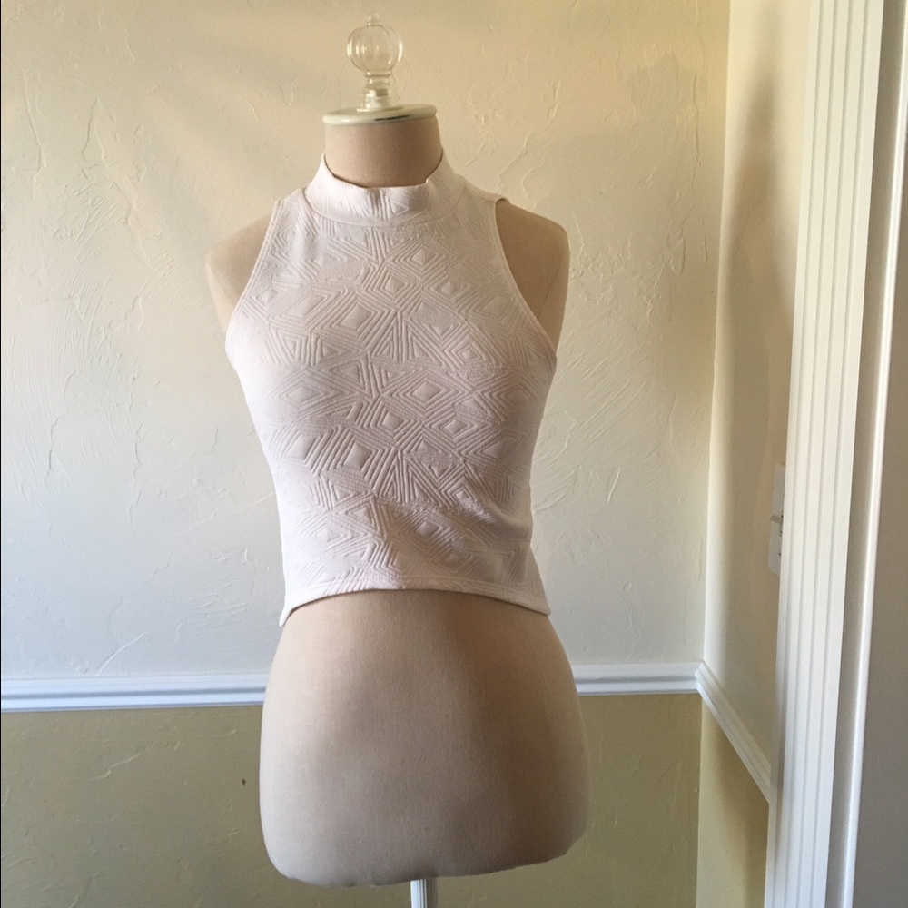 White High Neck Crop Top Cecico