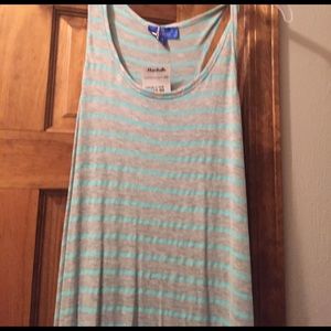 Never worn, striped maxi dress. Teal and grey