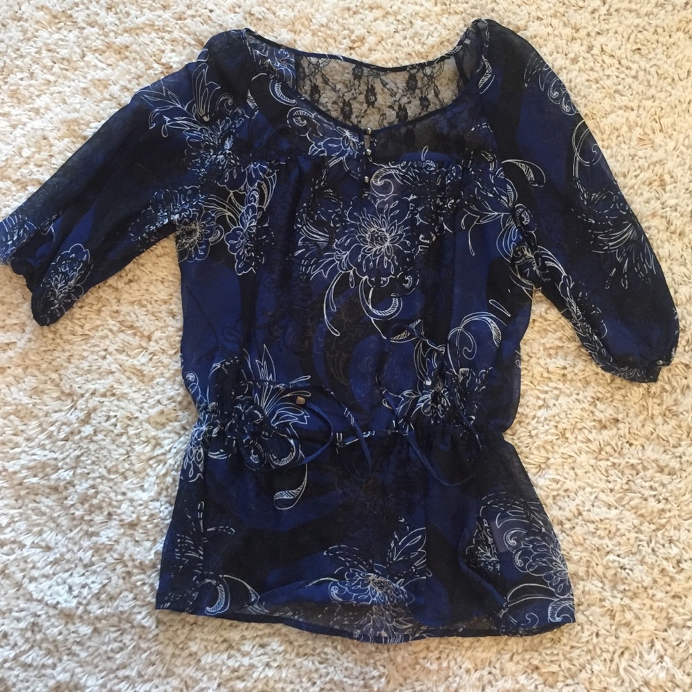 Sheer navy blouse