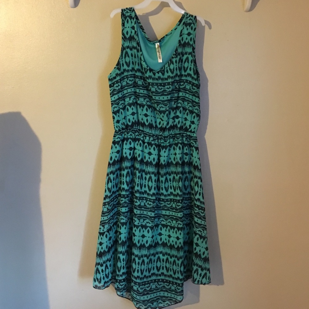 Green, high-low dress