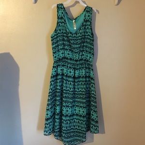 Green, high-low dress