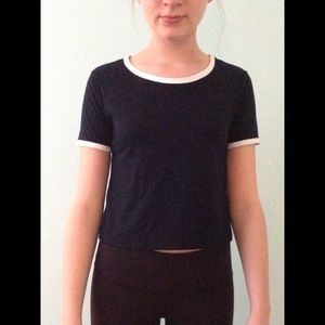 Navy blue baseball lined short sleeved t shirt