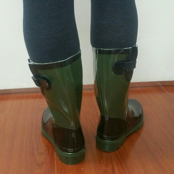Women's Rainboots, Mid Calf Rain Boots, RB-5501, Army Green - Picture 3 of 3