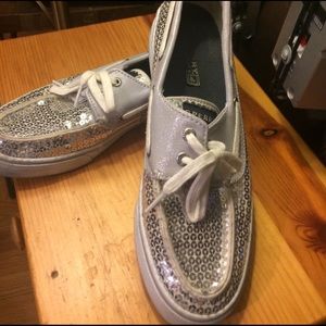 Silver sequin Sperry's