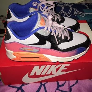Orange, blue, black, gray & white airmax