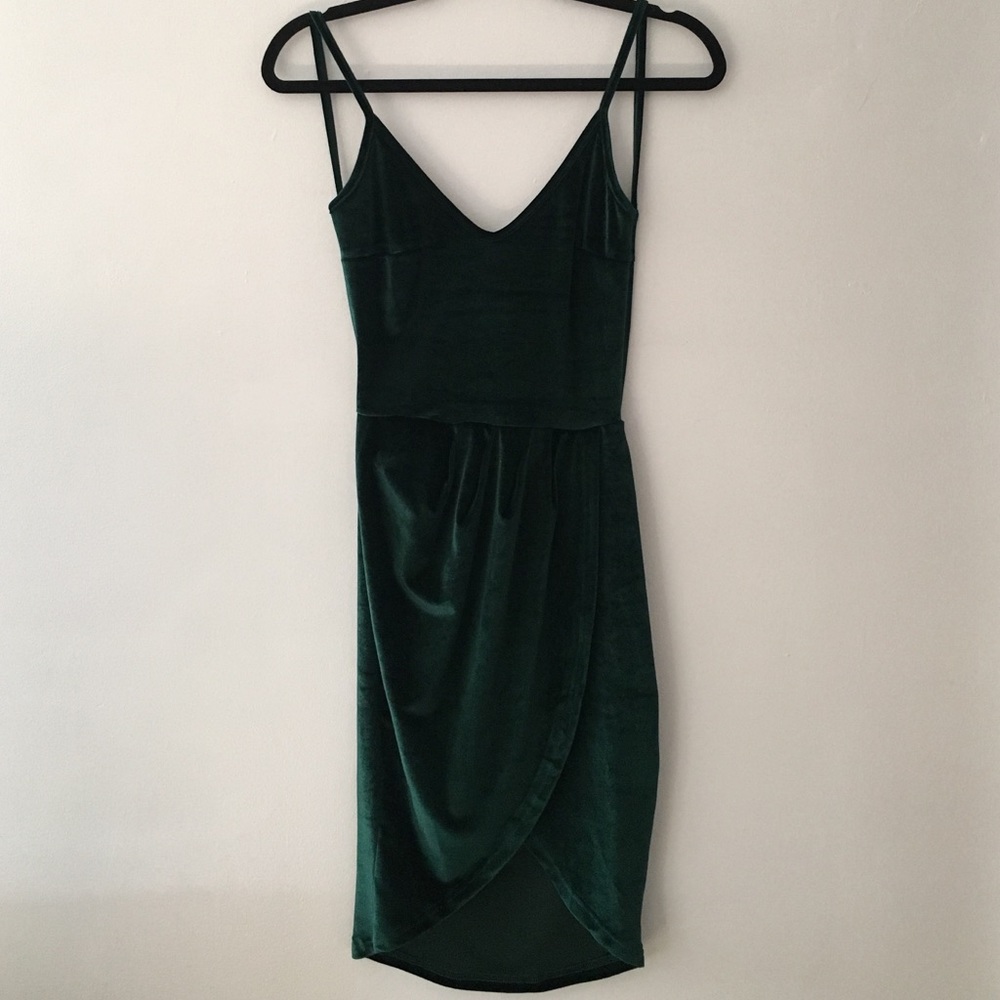 Dark green velvet dress