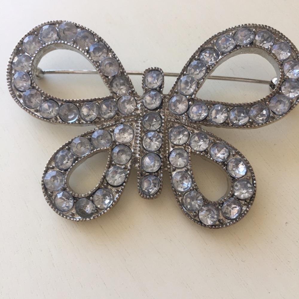 Butterfly rhinestone brooch