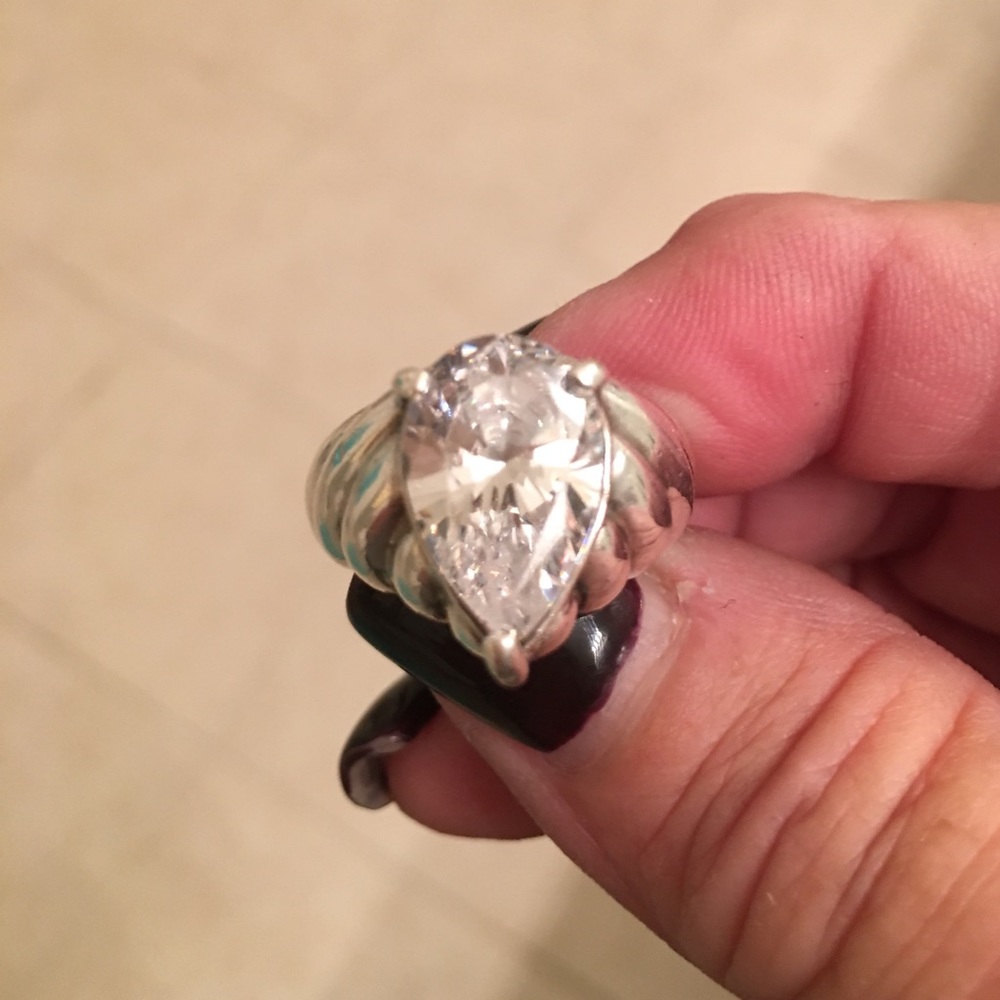 Sterling silver simulated diamond ring seven carat