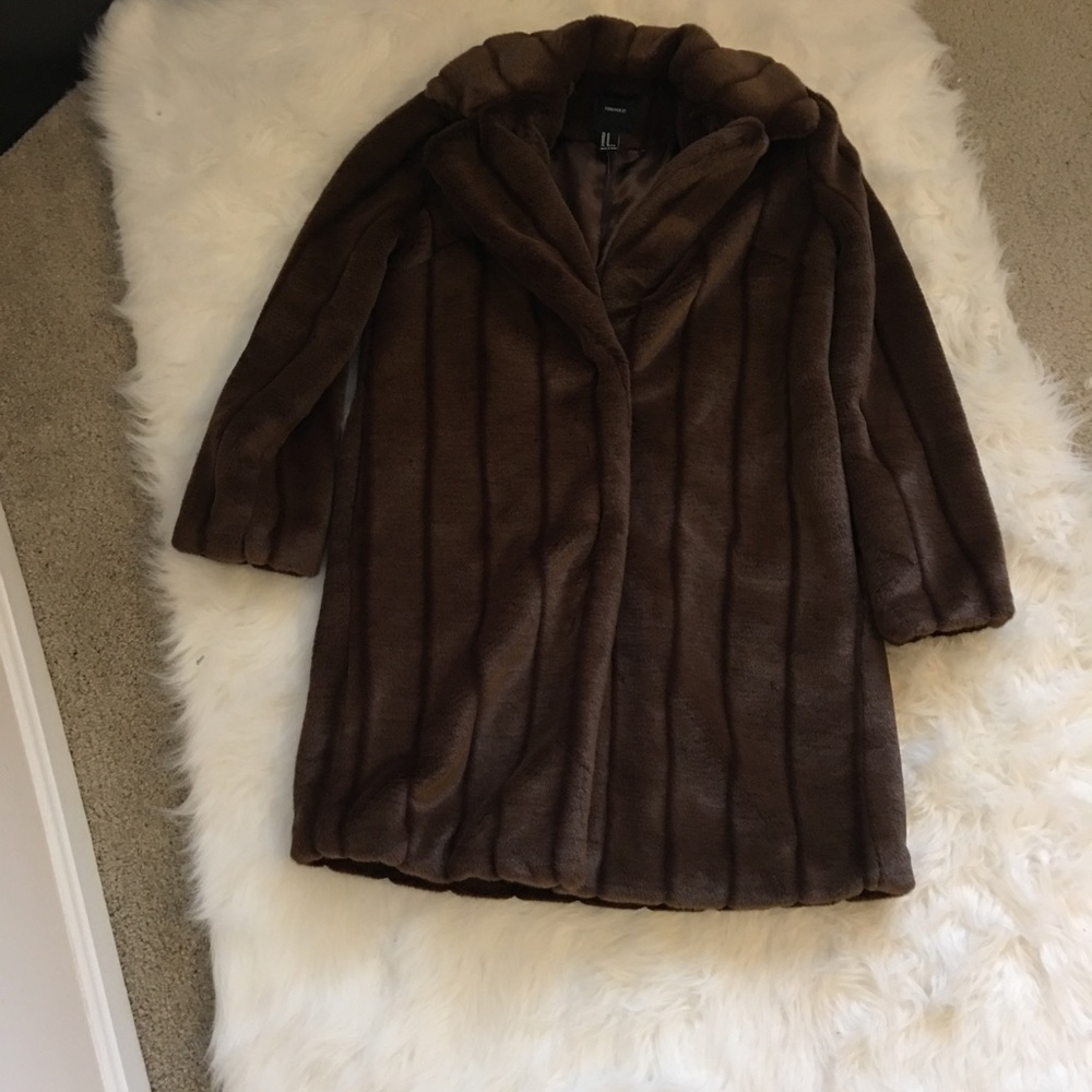 Chocolate Brown Faux fur coat