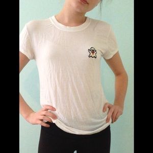 Brandy Melville White t shirt with ghost Emoji