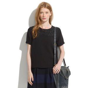 Madewell embroidered ivy black top
