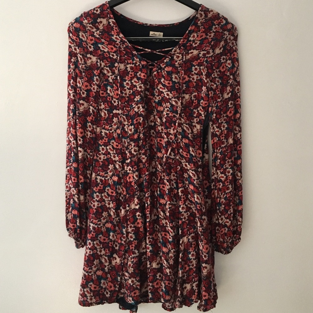 Floral lace up dress