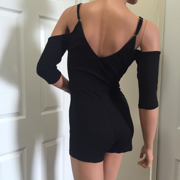 Black Off Shoulder Romper Playsuit - Picture 3 of 5