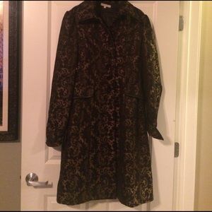 Black and Gold Baroque Mid Length Dress Coat