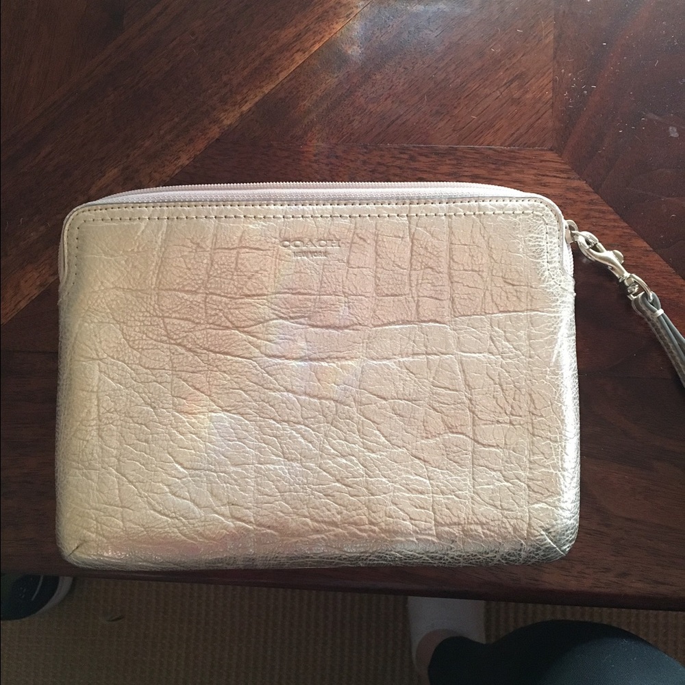COACH Gold Shimmer Metallic Clutch/Wristlet