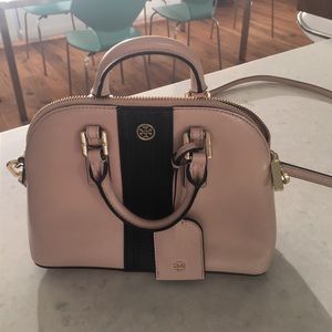 Tory Burch Robinson Striped Mini Double-Zip Tote