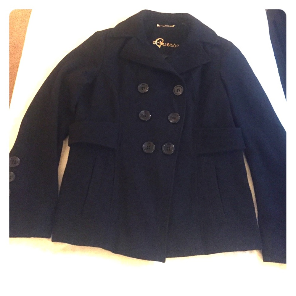 GUESS 🌸 Right Below Waist Length Black Pea coat!!