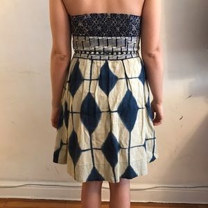 Mixed fabric indigo Anthropologie dress