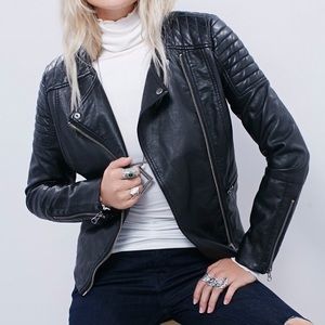 Free People Vegan Collarless Jacket