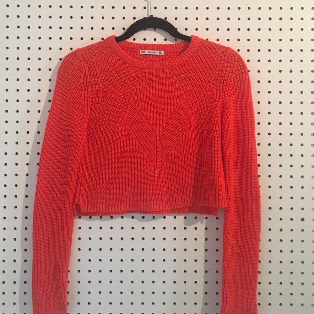 Cropped orange sweater