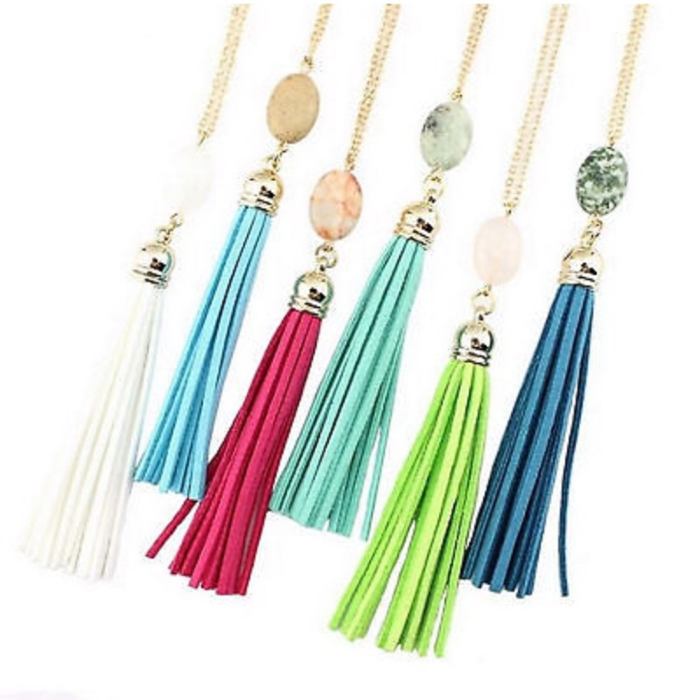 🆕 Tassel & Natural Stone Necklace