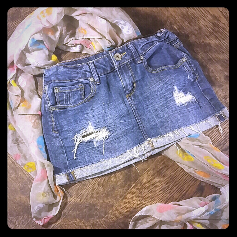 Distressed Jean skirt